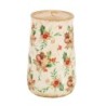 Vase haut de Noël craquelé houx et pommes de pin en céramique Ø15,5 H.27,5 cm – déco Noël en gros