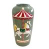 Vase haut de Noël manège et cheval vert en céramique 16,5 x 16 H.31 cm – déco Noël en gros