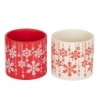 Grand cache-pot de Noël flocons de neige en terre cuite Ø16,5 H.15 cm - 2 couleurs assorties – grossiste en déco saisonnière