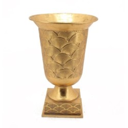 Coupe Art déco dorée sur socle carré Ø30 H.40 cm – décoration de Noël pour vitrine de commerçant, vente en gros