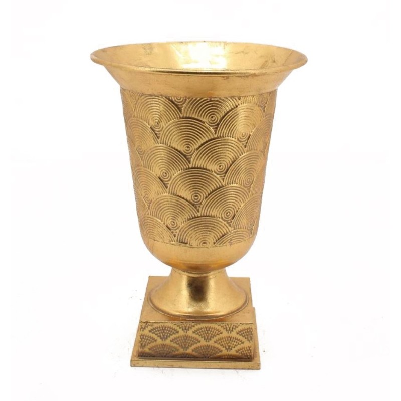 Coupe Art déco dorée sur socle carré Ø30 H.40 cm – décoration de Noël pour vitrine de commerçant, vente en gros
