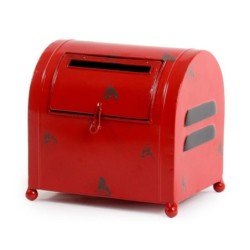 Boîte aux lettres en métal rouge 20 x 15,5 H.18,5 cm – déco Noël en gros