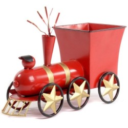 Train cache-pot rouge et or 41 x 16,5 H.27,5 cm – déco Noël en gros