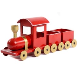Train à wagons cache-pot rouge et or 59 x 16,5 H.24 cm – grossiste en déco de Noël