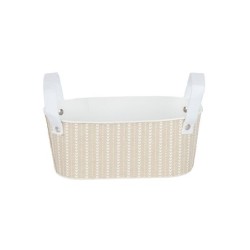 Bac ovale à anses en métal rayé blanc et gris 23 x 11 H.9,5 cm – déco Noël en gros