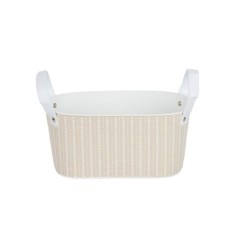Bac ovale à anses en métal rayé blanc et gris 27 x 14 H.13 cm – grossiste en déco de Noël