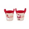 Cache-pot de Noël à anses en métal Père Noël et bonhomme de neige Ø17 H.16 cm - 2 décors assortis – décoration de Noël en gros