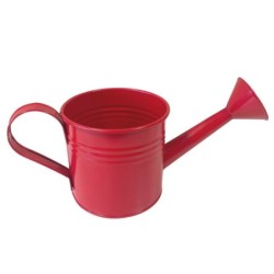Mini arrosoir en tôle rouge Ø9 H.9 cm – décoration de Noël pour vitrine de commerçant, vente en gros