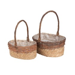 Panier ovale avec anse - lot de 2, petit 23 x 16 H.12/28 cm et grand 26,5 x 21 H.13/33 cm – déco Noël en gros