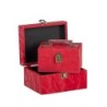 Petite malle rectangulaire en tissu rouge - lot de 2, petite 16 x 12 H.9 cm et grande 20 x 16 H.11 cm – déco Noël en gros