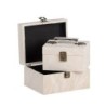 Petite malle rectangulaire en tissu blanc - lot de 2, petite 16 x 12 H.9 cm et grande 20 x 16 H.11 cm – déco Noël en gros