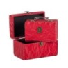 Malle à bords arrondis en tissu rouge - lot de 2, petite 20 x 13 H.13 cm et grande 25 x 16 H.16 cm – grossiste en déco de Noël
