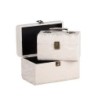 Malle à bords arrondis en tissu blanc - lot de 2, petite 20 x 13 H.13 cm et grande 25 x 16 H.16 cm – décoration de Noël en gros