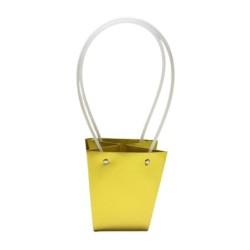 Petit sac en papier or brillant forme trapèze poignées plastique 12 x 12 H.12,5 cm - lot de 10 – grossiste en emballage cadeau
