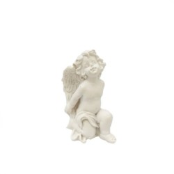 Ange à genoux en résine blanc 4,5 x 5,5 H.8,5 cm – grossiste en déco de Noël