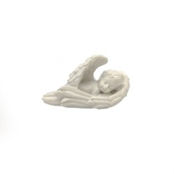 Ange endormi sur ses ailes en résine blanc 8 x 3 H.4 cm – décoration de Noël pour vitrine de commerçant, vente en gros