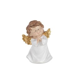 Petit ange en prière en résine ailes dorées 12 x 9,5 H.17 cm – déco Noël en gros