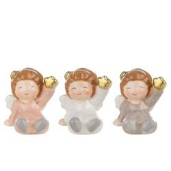 Petit ange assis étoile dorée 4 x 4 H.4,5 cm - 3 couleurs assorties – grossiste en déco saisonnière