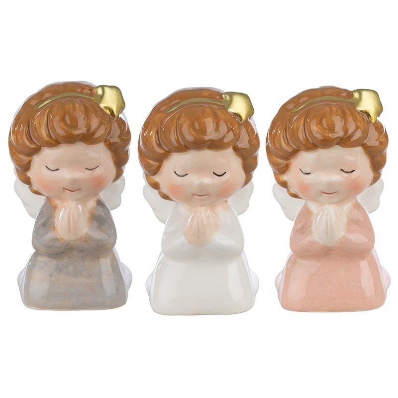 Petit ange à genoux en prière 6 x 4,5 H.8,5 cm - 3 couleurs assorties – grossiste en déco saisonnière