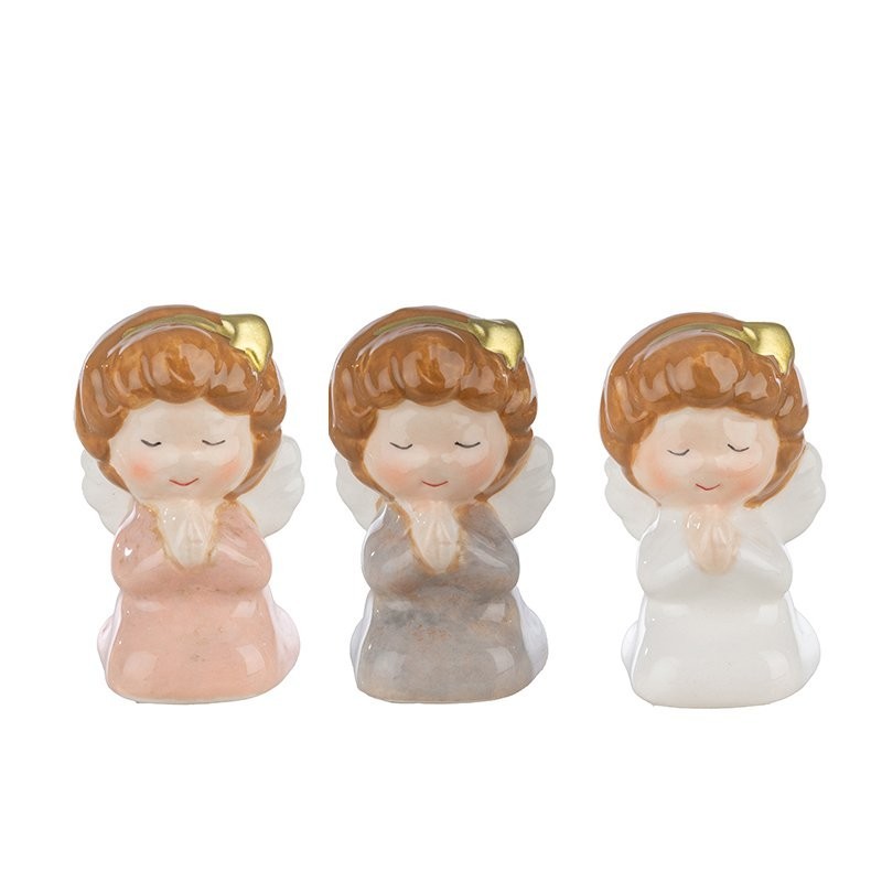 Petit ange mains jointes 4 x 3,5 H.6,5 cm - 3 couleurs assorties – grossiste en déco de Noël