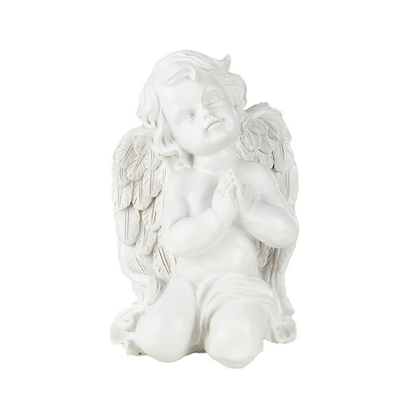Grand ange en prière blanc 25 x 21 H.35 cm – grossiste en déco de Noël