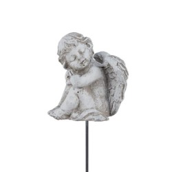 Pique ange assis endormi gris 5 x 5,5 H.15 cm – grossiste en déco de Noël