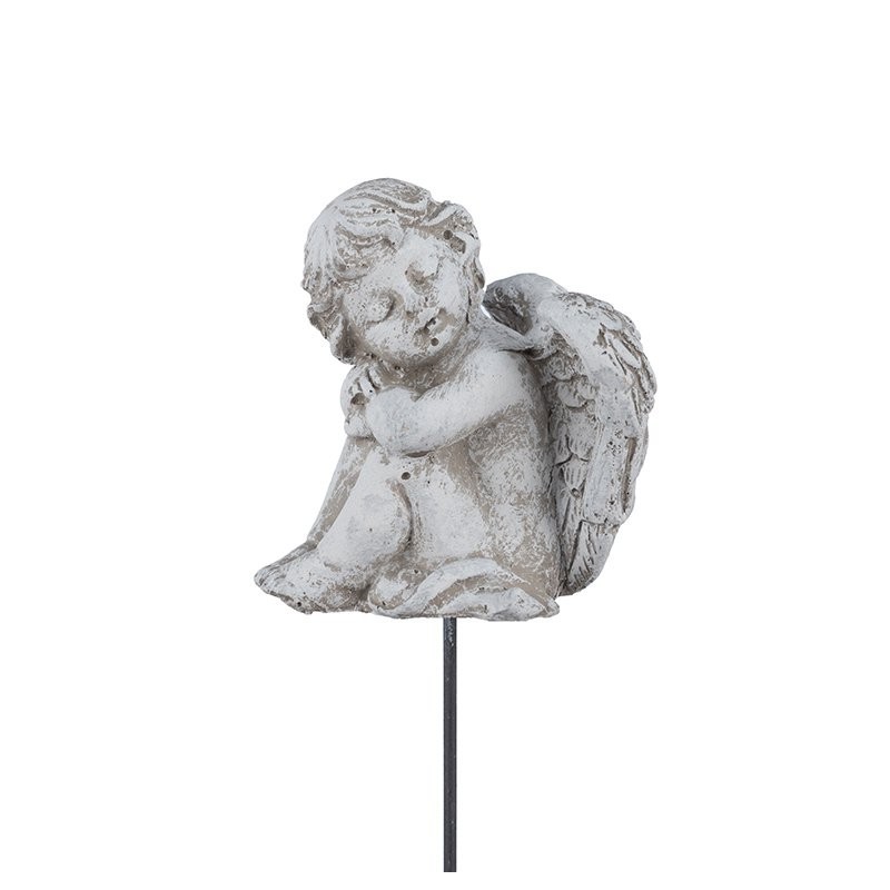 Pique ange assis endormi gris 5 x 5,5 H.15 cm – grossiste en déco de Noël