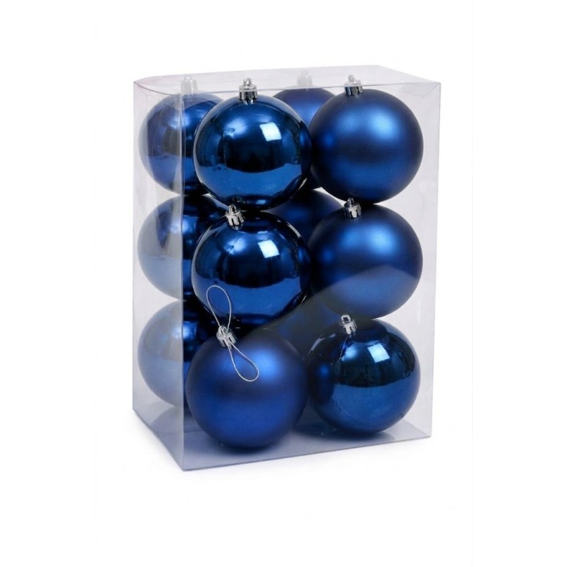 Boule de Noël bleue mate et brillante Ø6 cm - lot de 12 – déco Noël en gros