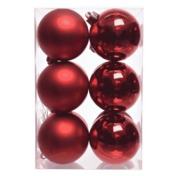 Boule de Noël rouge mate et brillante Ø6 cm - lot de 12 – décoration de Noël pour vitrine de commerçant, vente en gros