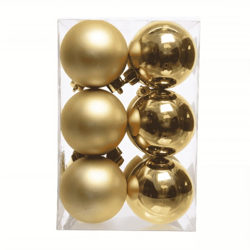 Boule de Noël or mate et brillante Ø6 cm - lot de 12 – grossiste en déco de Noël