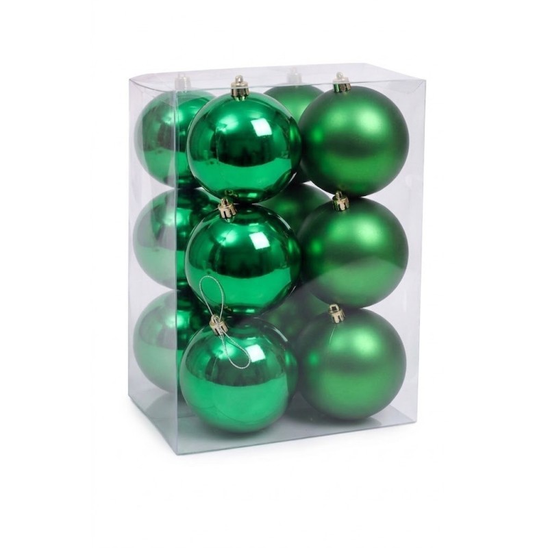 Boule de Noël verte mate et brillante Ø6 cm - lot de 12 – décoration de Noël pour vitrine de commerçant, vente en gros