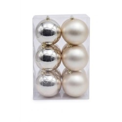 Boule de Noël champagne mate et brillante Ø8 cm - lot de 6 – grossiste en déco de Noël