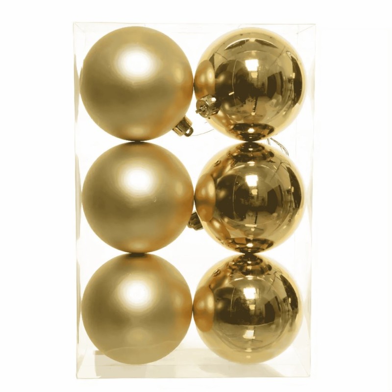 Boule de Noël or mate et brillante Ø8 cm - lot de 6 – déco Noël en gros