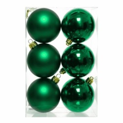 Boule de Noël verte mate et brillante Ø8 cm - lot de 6 – décoration de Noël pour vitrine de commerçant, vente en gros