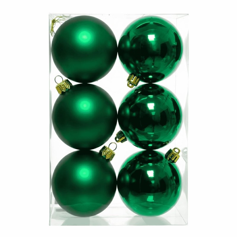 Boule de Noël verte mate et brillante Ø8 cm - lot de 6 – décoration de Noël pour vitrine de commerçant, vente en gros