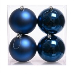 Boule de Noël bleue mate et brillante Ø10 cm - lot de 4 – grossiste en déco de Noël
