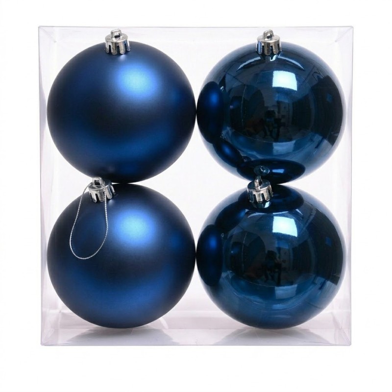 Boule de Noël bleue mate et brillante Ø10 cm - lot de 4 – grossiste en déco de Noël
