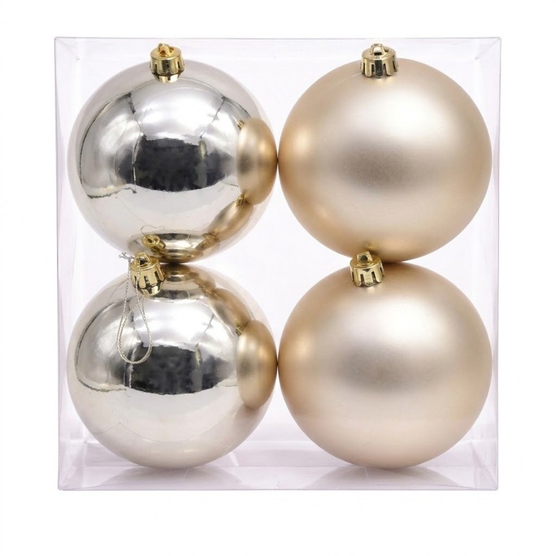 Boule de Noël champagne mate et brillante Ø10 cm - lot de 4 – déco Noël en gros