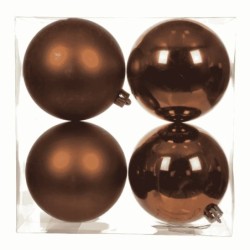 Boule de Noël marron mate et brillante Ø10 cm - lot de 4 – décoration de Noël pour vitrine de commerçant, vente en gros