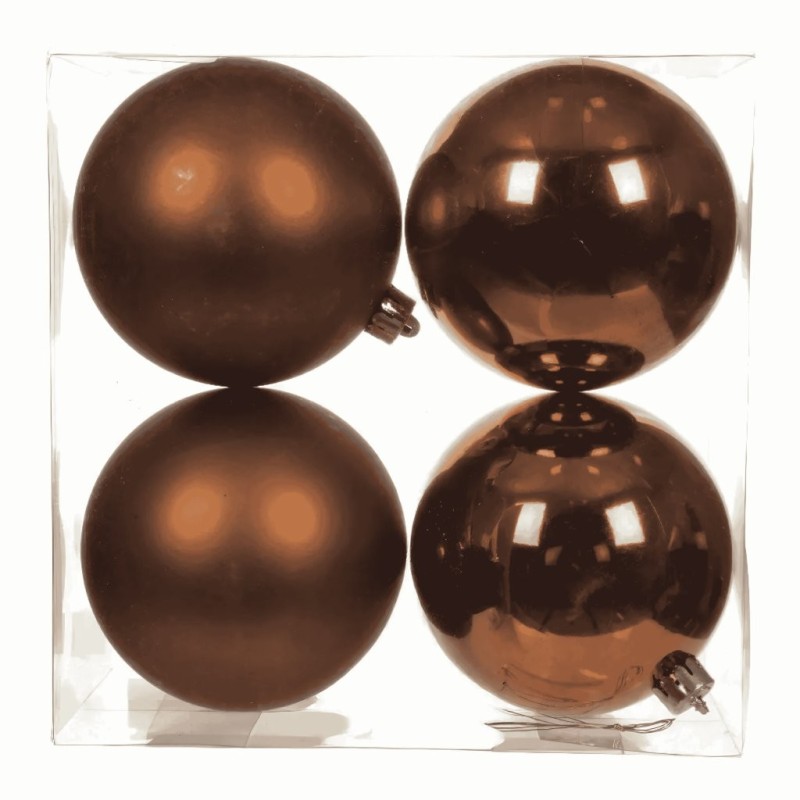 Boule de Noël marron mate et brillante Ø10 cm - lot de 4 – décoration de Noël pour vitrine de commerçant, vente en gros