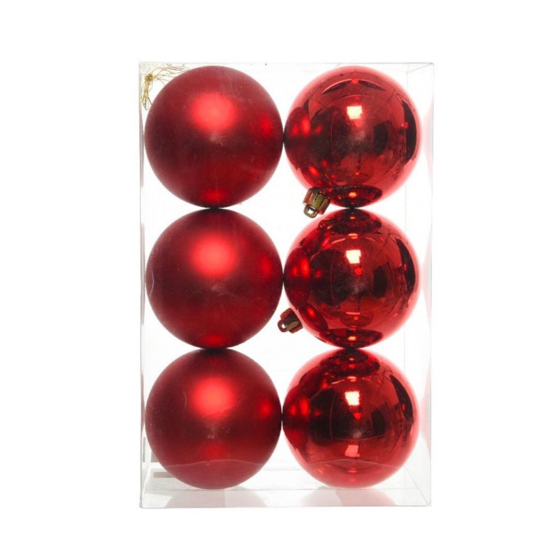 Boule de Noël rouge mate et brillante Ø8 cm - lot de 6 – grossiste en déco de Noël