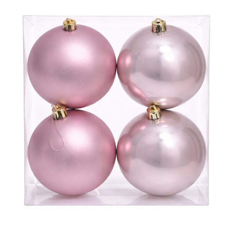 Boule de Noël rose mate et brillante Ø10 cm - lot de 4 – grossiste en déco de Noël