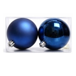Boule de Noël bleue mate et brillante Ø15 cm - lot de 2 – déco Noël en gros