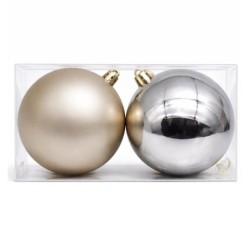 Boule de Noël champagne mate et brillante Ø15 cm - lot de 2 – grossiste en déco de Noël