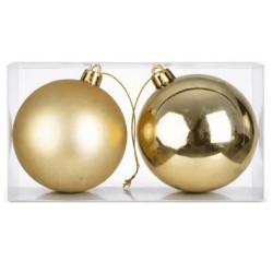 Boule de Noël or mate et brillante Ø15 cm - lot de 2 – déco Noël en gros