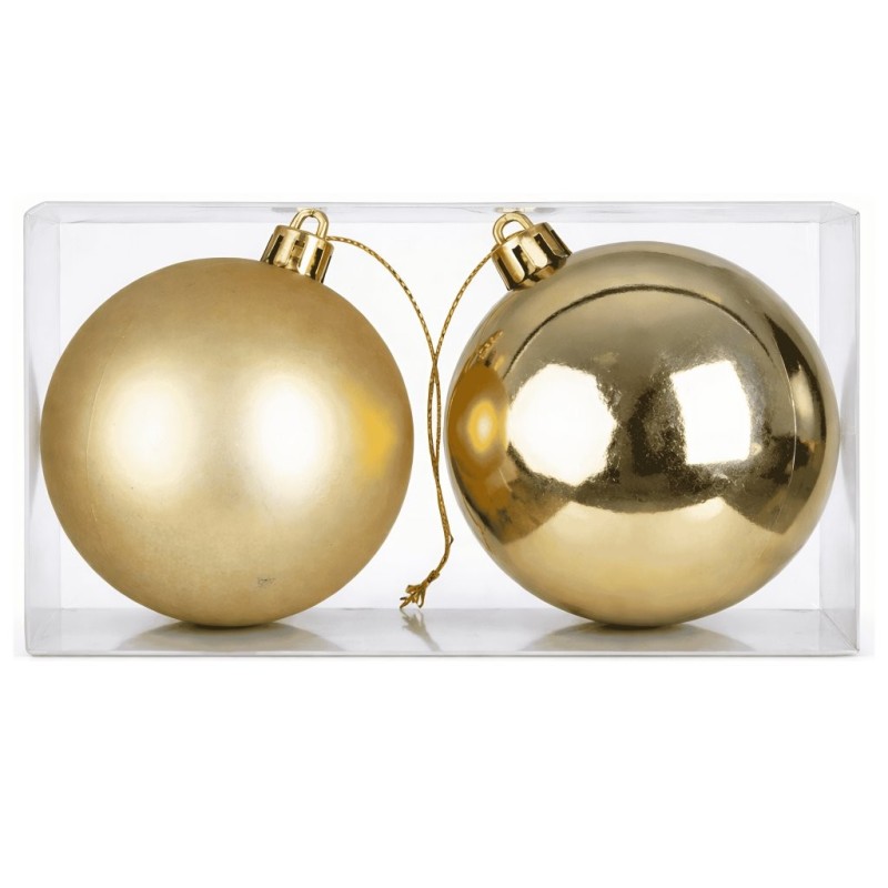 Boule de Noël or mate et brillante Ø15 cm - lot de 2 – déco Noël en gros