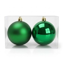 Boule de Noël verte mate et brillante Ø15 cm - lot de 2 – décoration de Noël pour vitrine de commerçant, vente en gros