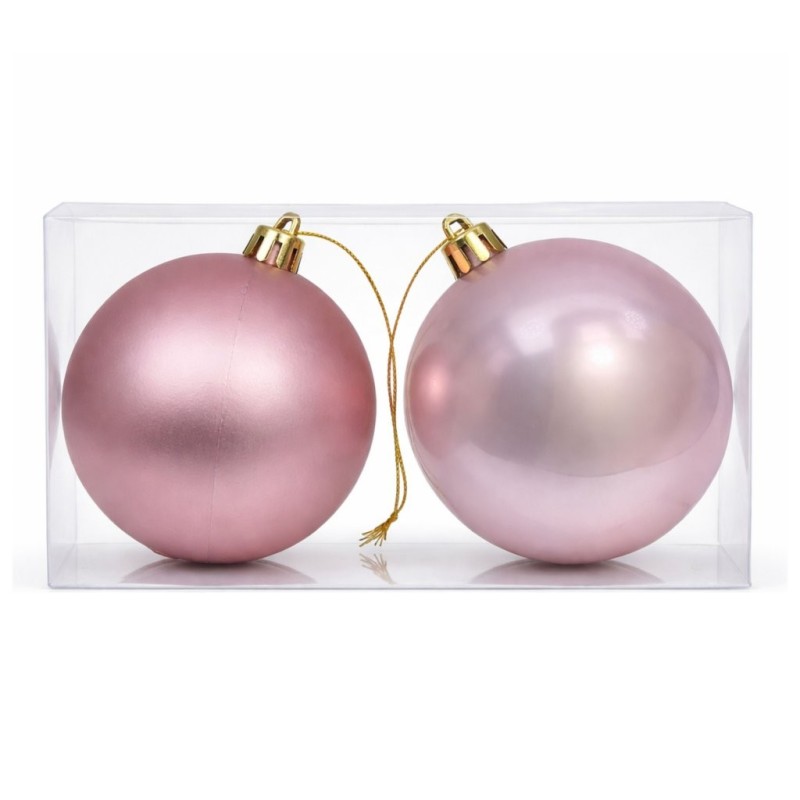 Boule de Noël rose mate et brillante Ø15 cm - lot de 2 – grossiste en déco de Noël