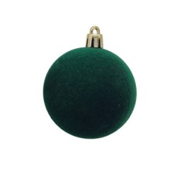 Boule de Noël en velours vert Ø10 cm - lot de 4 – décoration de Noël pour vitrine de commerçant, vente en gros