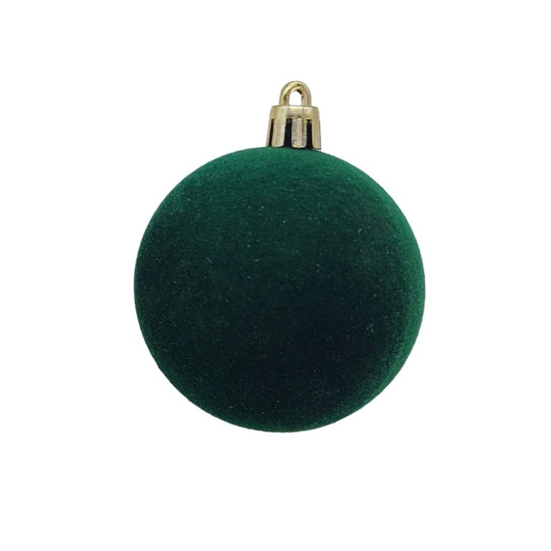 Boule de Noël en velours vert Ø10 cm - lot de 4 – décoration de Noël pour vitrine de commerçant, vente en gros